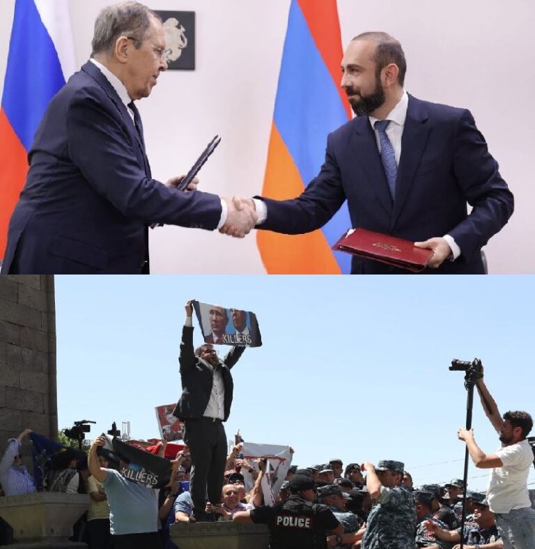 VIDEOS: EN EREVÁN LAVROV FIRMA PLAN DE COOPERACIÓN CON MIRZOYAN EN MEDIO DE PROTESTAS DE LOS ARMENIOS.