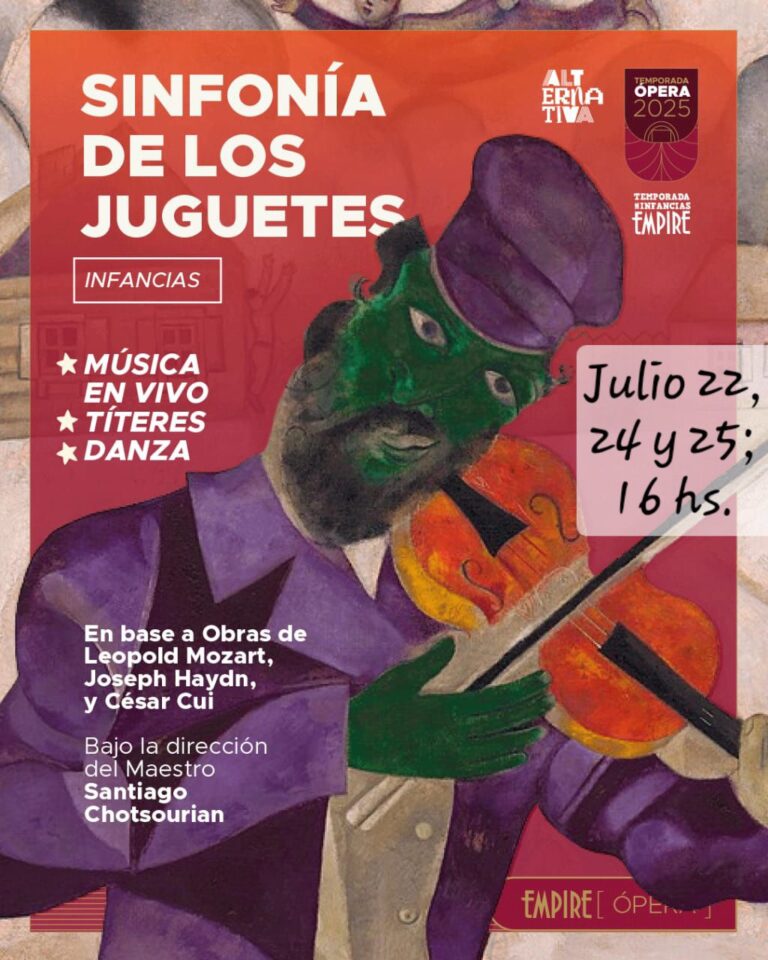 22, 24 Y 25 DE JULIO – 16 HS, TEATRO EMPIRE: SANTIAGO CHOTSOURIAN DIRIGE «SINFONÍA DE LOS JUGUETES, MI PRIMER CONCIERTO»- VIDEO.