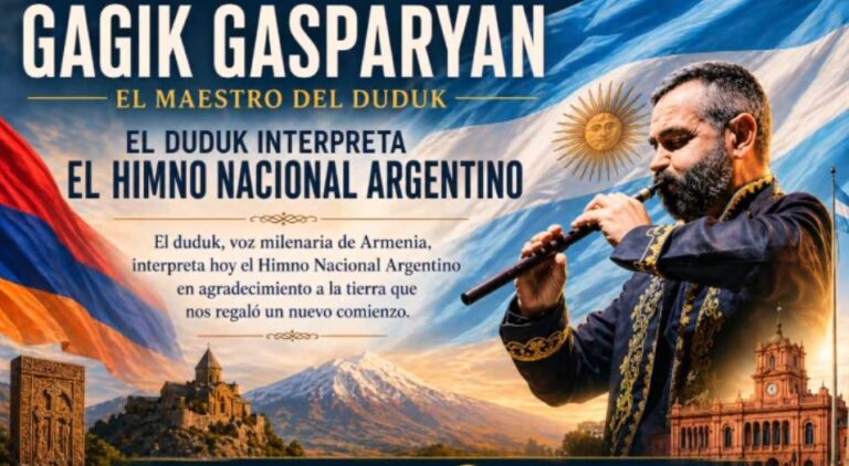 VIDEO: HIMNO NACIONAL ARGENTINO – VERSIÓN DE GAGIK GASPARYAN CON DUDUK, INSTRUMENTO ARMENIO.