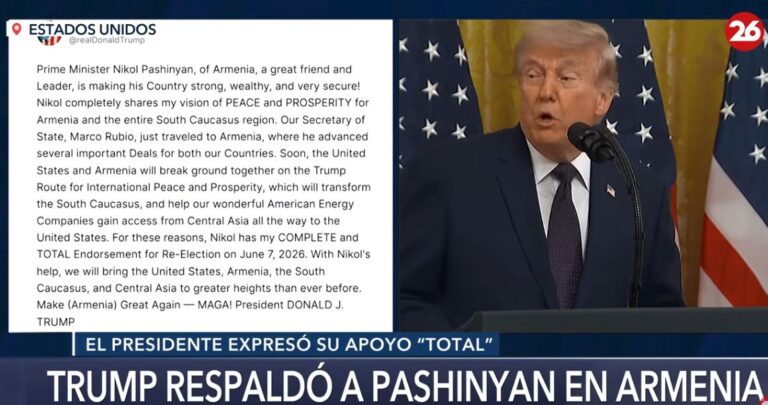 VIDEO: TRUMP RESPALDÓ A PASHINIAN ANTES DE LAS ELECCIONES EN ARMENIA.