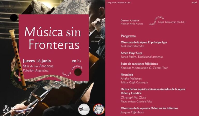 18 DE JUNIO, 20 HS EN CÓRDOBA: «MÚSICA SIN FRONTERAS» CON ORQUESTA SINFÓNICA UNC Y GAGIK GASPARYAN – CENTENARIO DE LA COLECTIVIDAD ARMENIA.