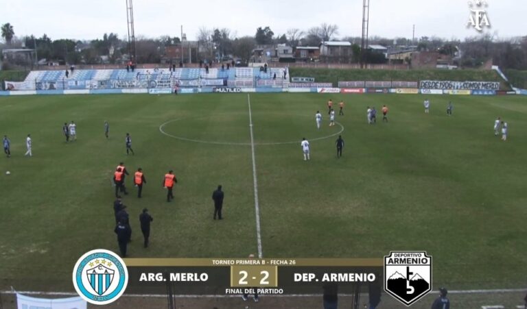 VIDEOS: DEPORTIVO ARMENIO Y ARGENTINO DE MERLO EMPATARON 2 A 2.