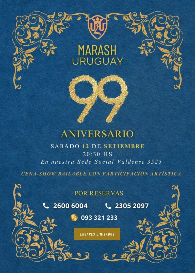 12 DE SEPTIEMBRE, 20.30 HS: ¡ MARASH URUGUAY CELEBRA SU 99° ANIVERSARIO !