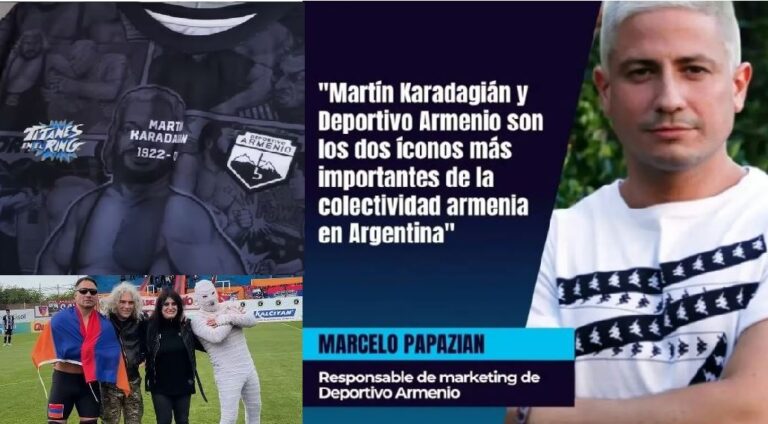 VIDEOS: DEPORTIVO ARMENIO PRESENTÓ CAMISETA HOMENAJE A MARTÍN KARADAGIAN Y «TITANES EN EL RING» – CON PAULINA KARADAGIAN, MARCELO PAPAZIAN Y «LA MOMIA».